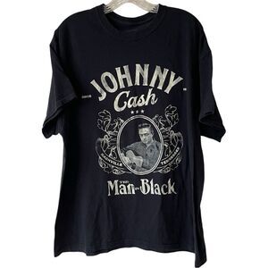 JOHNNY CASH The Man In Black Graphic T-Shirt Black Short Sleeve Nashville Tee